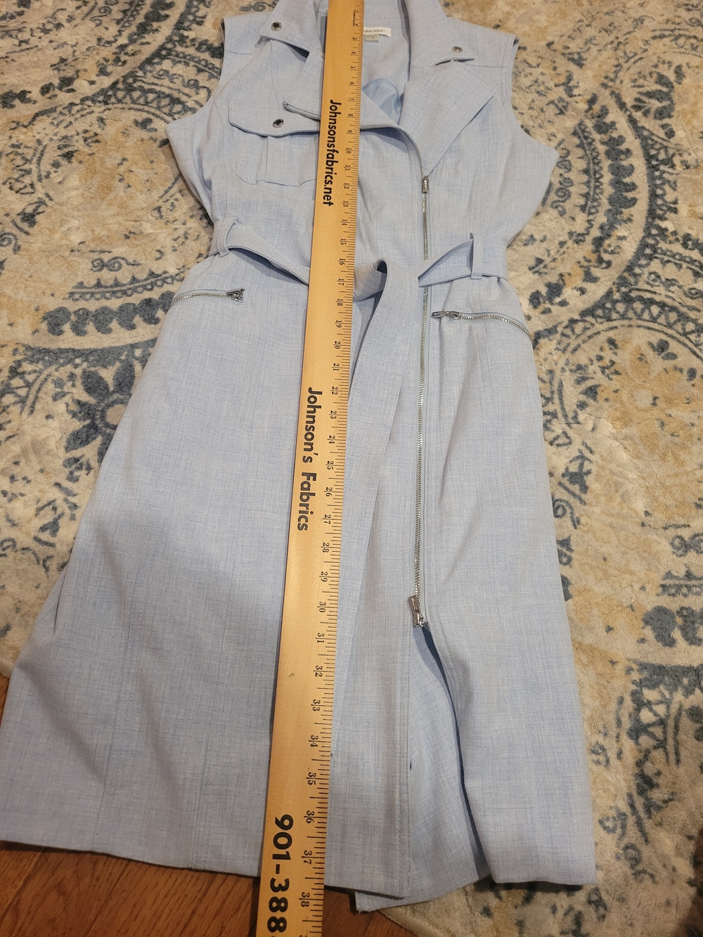 Calvin Klein Sleeveless Zip Front Midi Dress in Light Blue Size 10 - Picture 4 of 11